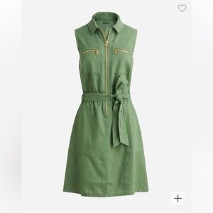 J Crew Zip-front linen-blend dress